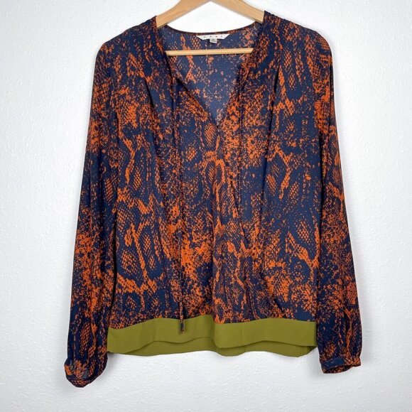 CAbi Python Snake Skin Border Wrap Style Chiffon Top Sz. M - Picture 1 of 6